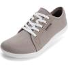 imageWHITIN Womens Canvas Barefoot Shoes  Wide Width Minimalist Sneakers  Classic Fit Low TopW81v2  Canvas Brown Grey