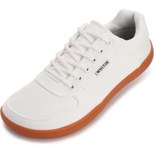 imageWHITIN Wide Toe Box Barefoot Sneakers for Women  Lightweight Canvas Minimalist ShoesWhite Gum