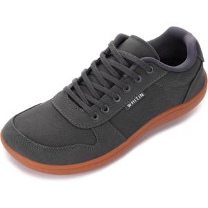 imageWHITIN Mens Wide Barefoot Shoes  Stylish Canvas Minimalist Sneakers  Zero Drop SoleW882  Grey Gum Canvas Upper
