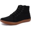 imageWHITIN Mens Wide Hitop Minimalist Barefoot Sneakers  Zero Drop Sole  Cushioned Ankle SupportBlack Gum