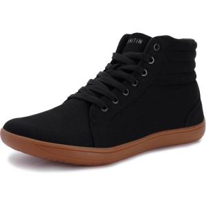 imageWHITIN Mens Wide Hitop Minimalist Barefoot Sneakers  Zero Drop Sole  Cushioned Ankle SupportBlack Gum