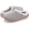 image:imageWHITIN Women Arch Support Fuzzy Knitted Slipper Warm Slip On House ShoesLight Grey