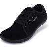 image:imageWHITIN Womens Genuine Leather Wide Barefoot Shoes  Footloose Minimalist Style  Zero Drop ampamp FlatW81v5  All Black