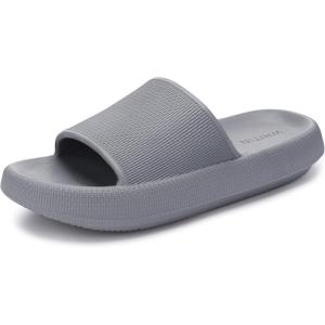 image:imageWHITIN Pillow Slippers for Women Non Slip  Cushioned Thick Sole Slides  Quick Drying Bathroom SandalsGrey