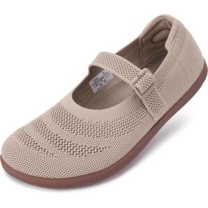image:imageWHITIN Womens Barefoot Mary Jane Flats  Wide Toe Box  Zero Drop Sole  Adjustable StrapsW94  Beige