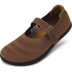 image:imageWHITIN Womens Barefoot Mary Jane Flats  Wide Toe Box  Zero Drop Sole  Adjustable StrapsW94  Brown