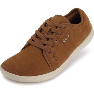 image:imageWHITIN Womens Genuine Leather Wide Barefoot Shoes  Footloose Minimalist Style  Zero Drop ampamp FlatW81v5  Brown Beige