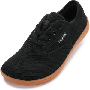 image:imageWHITIN Womens Wide Toe Box Minimalist Barefoot Shoes  Zero Drop SoleW872  Black Gum