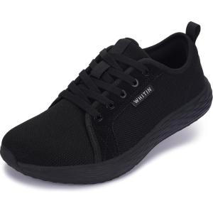 image:imageWHITIN Womens Wide Toe Box Walking Shoes  Wide Width Fashion Tennis Sneakers  Zero Drop ampamp Rubber OutsoleS87  All Black