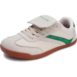 image:imageWHITIN Wide Toe Box Barefoot Shoes for Women  Fashion Tennis Sneakers  Trendy FoldOver TongueW618  Grey Green