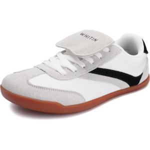 image:imageWHITIN Wide Toe Box Barefoot Shoes for Women  Fashion Tennis Sneakers  Trendy FoldOver TongueW618  Grey White