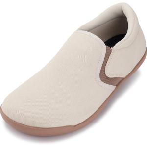 image:imageWHITIN Womens Wide Barefoot Shoes  Elastic VDetail Classic SlipOn  Minimalist Walking SneakersBeige Brown