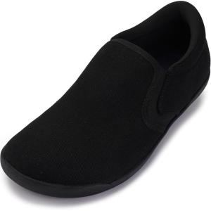image:imageWHITIN Womens Wide Barefoot Shoes  Elastic VDetail Classic SlipOn  Minimalist Walking SneakersBlack