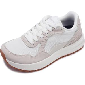 image:imageWHITIN Womens Wide Toe Box Walking Shoes  Cushioned Retro Suede Trainers for Daily Walks Casual Outings amp Light FitnessBeige