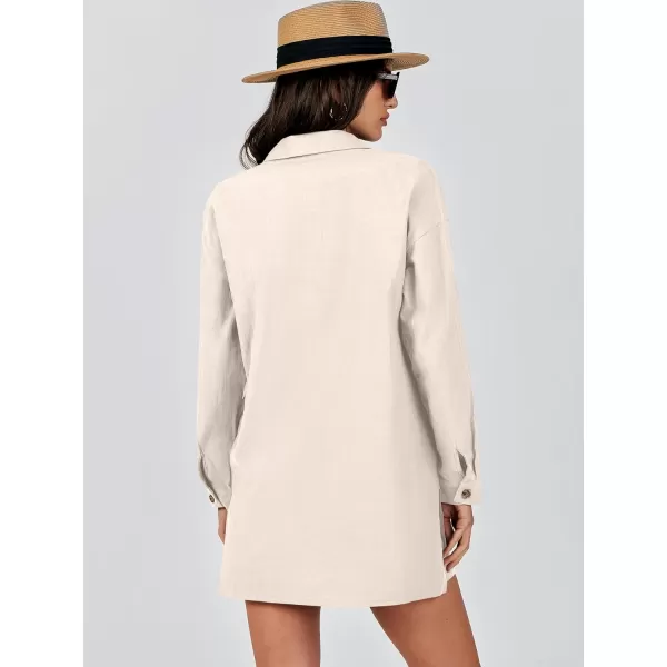 imageANRABESS 2 Piece Outfits for Women Lounge Pajama Sets Casual Long Sleeve Button Down Oversized Shirts Matching ShortsApricot
