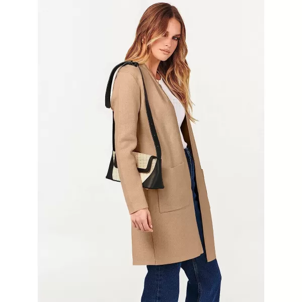 imageANRABESS Cardigan Sweater for Women Casual 2023 Fall Fashion Clothes Classy Long Sleeve Open Front Knit CoatiganLight Camel
