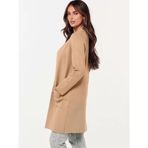 imageANRABESS Cardigan Sweater for Women Casual 2023 Fall Fashion Clothes Classy Long Sleeve Open Front Knit CoatiganLight Camel