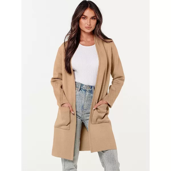 imageANRABESS Cardigan Sweater for Women Casual 2023 Fall Fashion Clothes Classy Long Sleeve Open Front Knit CoatiganLight Camel