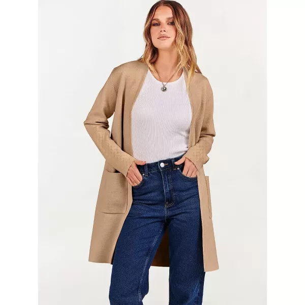 imageANRABESS Cardigan Sweater for Women Casual 2023 Fall Fashion Clothes Classy Long Sleeve Open Front Knit CoatiganLight Camel