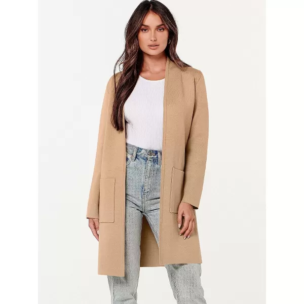imageANRABESS Cardigan Sweater for Women Casual 2023 Fall Fashion Clothes Classy Long Sleeve Open Front Knit CoatiganLight Camel