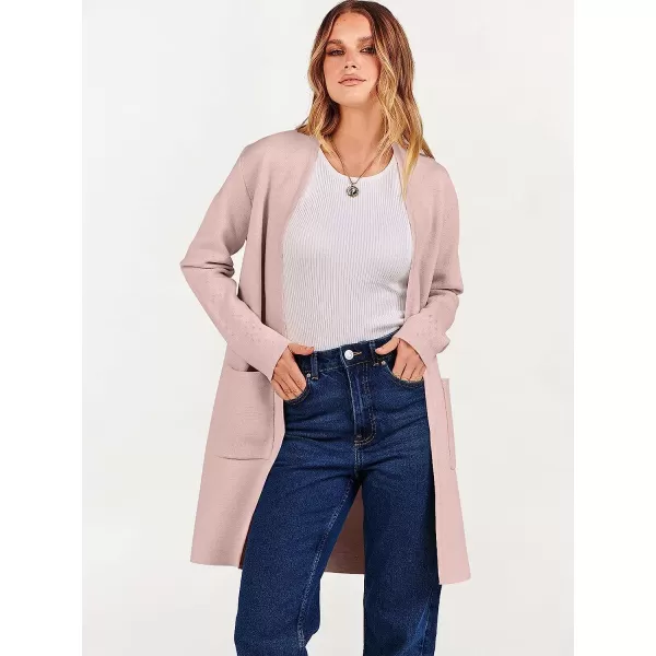 imageANRABESS Cardigan Sweater for Women Casual 2023 Fall Fashion Clothes Classy Long Sleeve Open Front Knit CoatiganPink