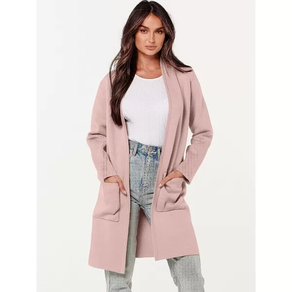 imageANRABESS Cardigan Sweater for Women Casual 2023 Fall Fashion Clothes Classy Long Sleeve Open Front Knit CoatiganPink