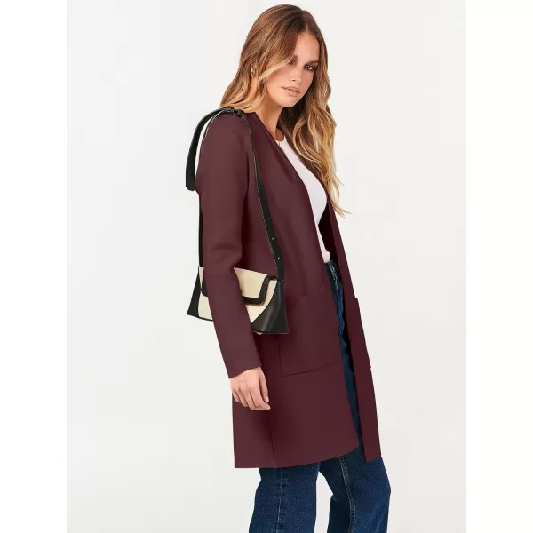 imageANRABESS Cardigan Sweater for Women Casual 2023 Fall Winter Fashion Coat Long Sleeve Open Front Knit Coatigan ClothesBurgundy