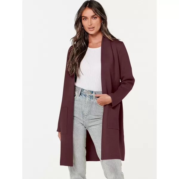 imageANRABESS Cardigan Sweater for Women Casual 2023 Fall Winter Fashion Coat Long Sleeve Open Front Knit Coatigan ClothesBurgundy