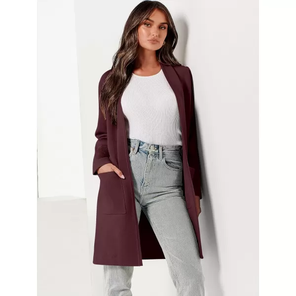 imageANRABESS Cardigan Sweater for Women Casual 2023 Fall Winter Fashion Coat Long Sleeve Open Front Knit Coatigan ClothesBurgundy