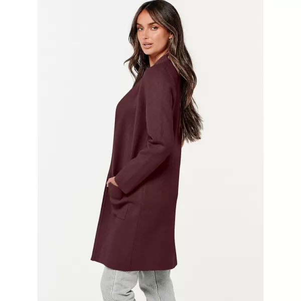 imageANRABESS Cardigan Sweater for Women Casual 2023 Fall Winter Fashion Coat Long Sleeve Open Front Knit Coatigan ClothesBurgundy