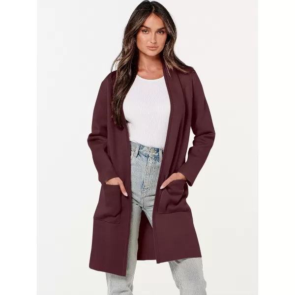 imageANRABESS Cardigan Sweater for Women Casual 2023 Fall Winter Fashion Coat Long Sleeve Open Front Knit Coatigan ClothesBurgundy