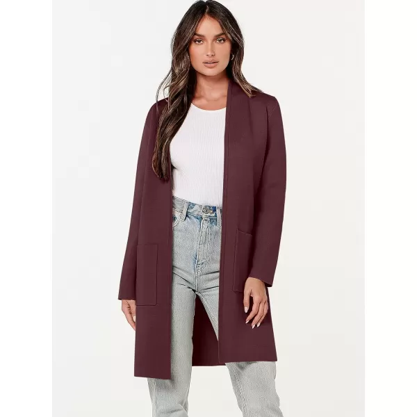 imageANRABESS Cardigan Sweater for Women Casual 2023 Fall Winter Fashion Coat Long Sleeve Open Front Knit Coatigan ClothesBurgundy