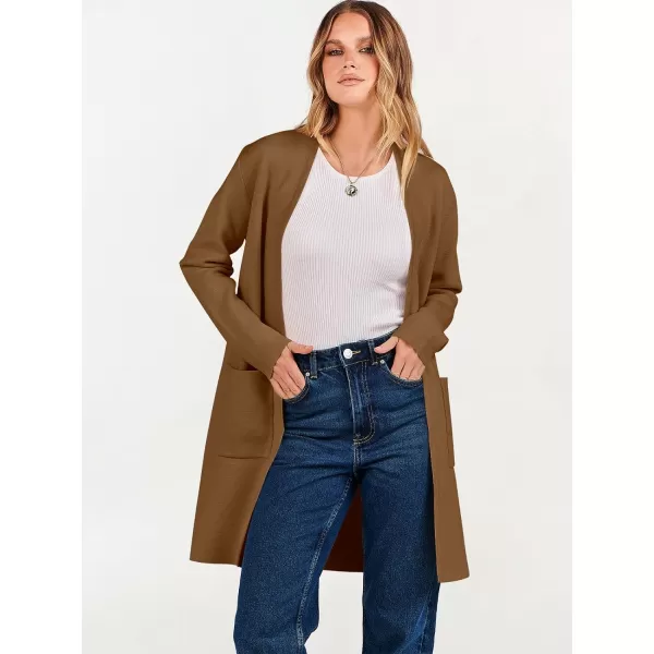 imageANRABESS Cardigan Sweater for Women Casual 2023 Fall Winter Fashion Coat Long Sleeve Open Front Knit Coatigan ClothesCaramel