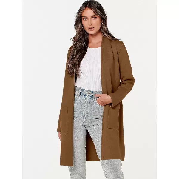 imageANRABESS Cardigan Sweater for Women Casual 2023 Fall Winter Fashion Coat Long Sleeve Open Front Knit Coatigan ClothesCaramel
