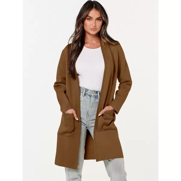 imageANRABESS Cardigan Sweater for Women Casual 2023 Fall Winter Fashion Coat Long Sleeve Open Front Knit Coatigan ClothesCaramel