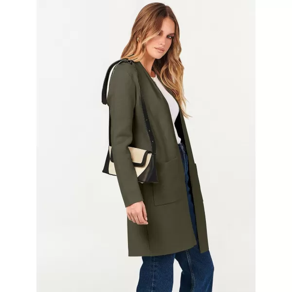 imageANRABESS Cardigan Sweater for Women Casual 2023 Fall Winter Fashion Coat Long Sleeve Open Front Knit Coatigan ClothesDark Green