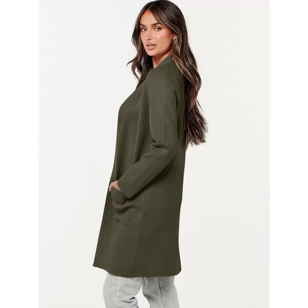 imageANRABESS Cardigan Sweater for Women Casual 2023 Fall Winter Fashion Coat Long Sleeve Open Front Knit Coatigan ClothesDark Green