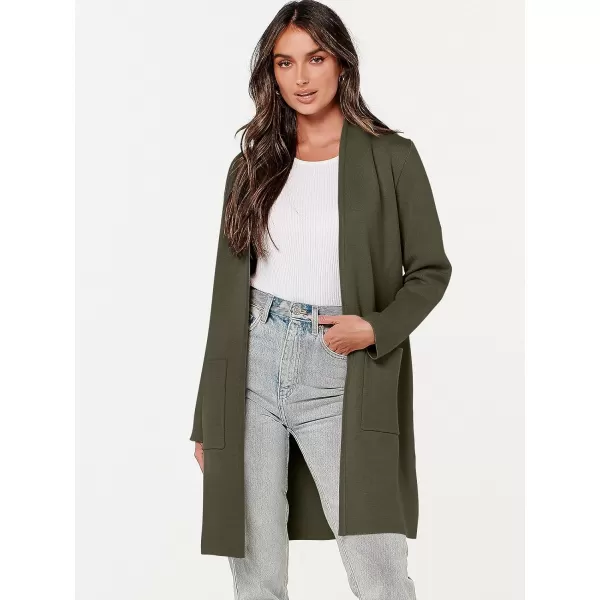 imageANRABESS Cardigan Sweater for Women Casual 2023 Fall Winter Fashion Coat Long Sleeve Open Front Knit Coatigan ClothesDark Green