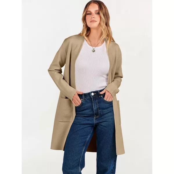 imageANRABESS Cardigan Sweater for Women Casual 2023 Fall Winter Fashion Coat Long Sleeve Open Front Knit Coatigan ClothesKhaki