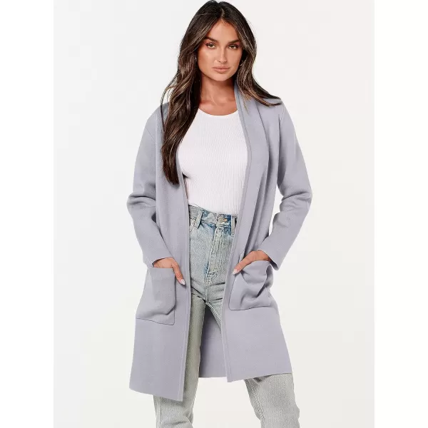 imageANRABESS Cardigan Sweater for Women Casual 2023 Fall Winter Fashion Coat Long Sleeve Open Front Knit Coatigan ClothesLight Grey