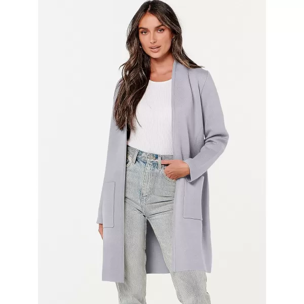 imageANRABESS Cardigan Sweater for Women Casual 2023 Fall Winter Fashion Coat Long Sleeve Open Front Knit Coatigan ClothesLight Grey