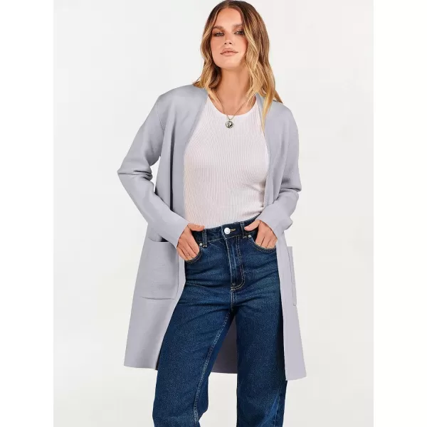 imageANRABESS Cardigan Sweater for Women Casual 2023 Fall Winter Fashion Coat Long Sleeve Open Front Knit Coatigan ClothesLight Grey