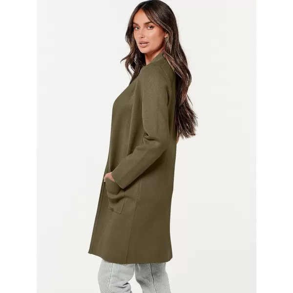 imageANRABESS Cardigan Sweater for Women Casual 2023 Fall Winter Fashion Coat Long Sleeve Open Front Knit Coatigan ClothesOlive
