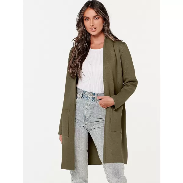 imageANRABESS Cardigan Sweater for Women Casual 2023 Fall Winter Fashion Coat Long Sleeve Open Front Knit Coatigan ClothesOlive