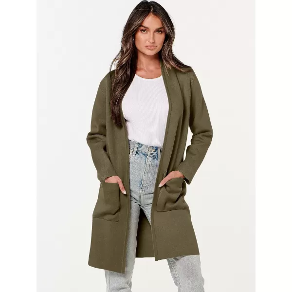 imageANRABESS Cardigan Sweater for Women Casual 2023 Fall Winter Fashion Coat Long Sleeve Open Front Knit Coatigan ClothesOlive