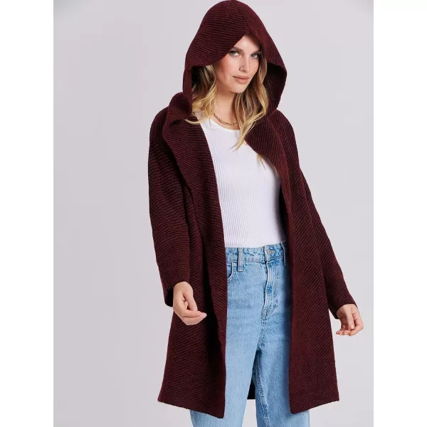 imageANRABESS Cardigan for Women Casual Long Sleeve Open Front Hooded Sweater Coat Striped Knit Coatigan 2023 Fall JacketRedblack