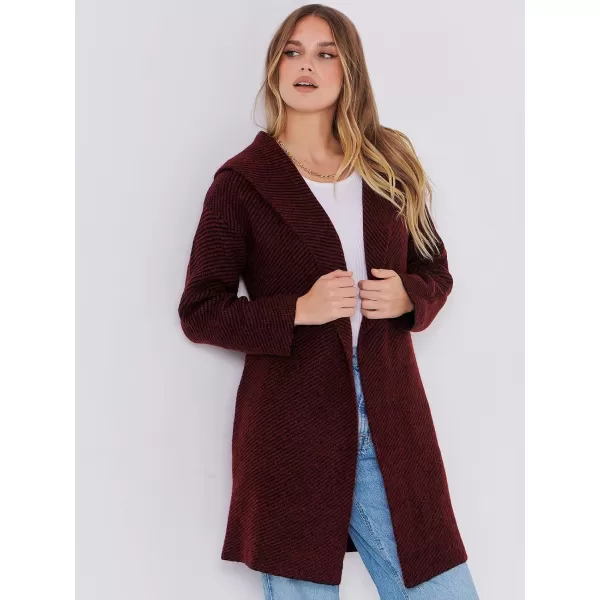 imageANRABESS Cardigan for Women Casual Long Sleeve Open Front Hooded Sweater Coat Striped Knit Coatigan 2023 Fall JacketRedblack