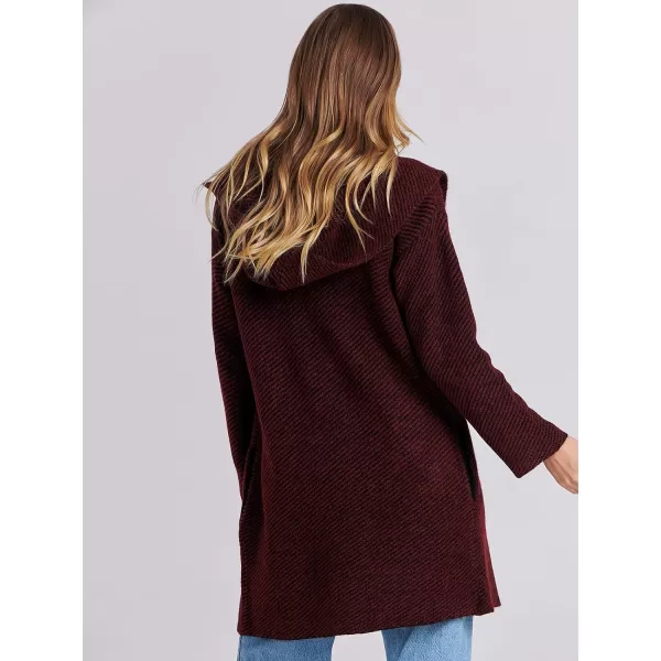 imageANRABESS Cardigan for Women Casual Long Sleeve Open Front Hooded Sweater Coat Striped Knit Coatigan 2023 Fall JacketRedblack