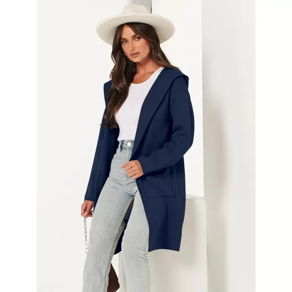 imageANRABESS Cardigan for Women Open Front Oversized Hoodie Sweater Coat Casual Pockets Knit Coatigan Jacket 2023 TrendyDeep Blue