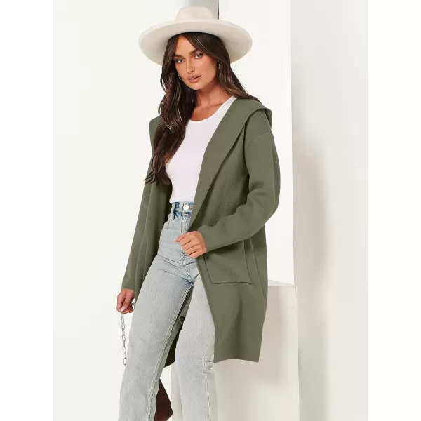 imageANRABESS Cardigan for Women Open Front Oversized Hoodie Sweater Coat Casual Pockets Knit Coatigan Jacket 2023 TrendyLight Green